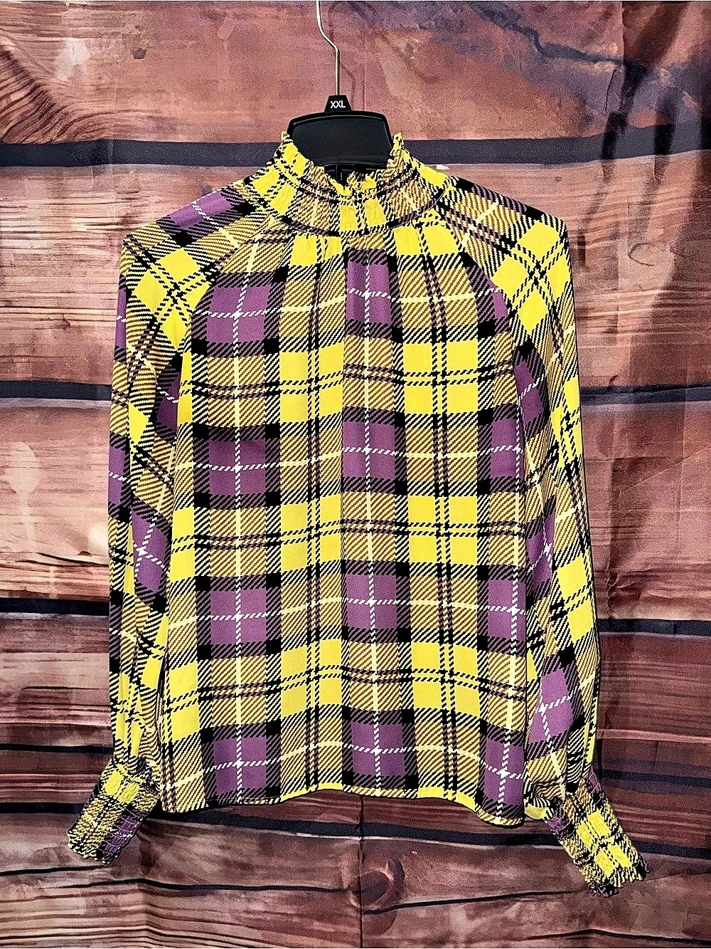 NY&C Plaid Blouse in Yellow & Purple Size XS